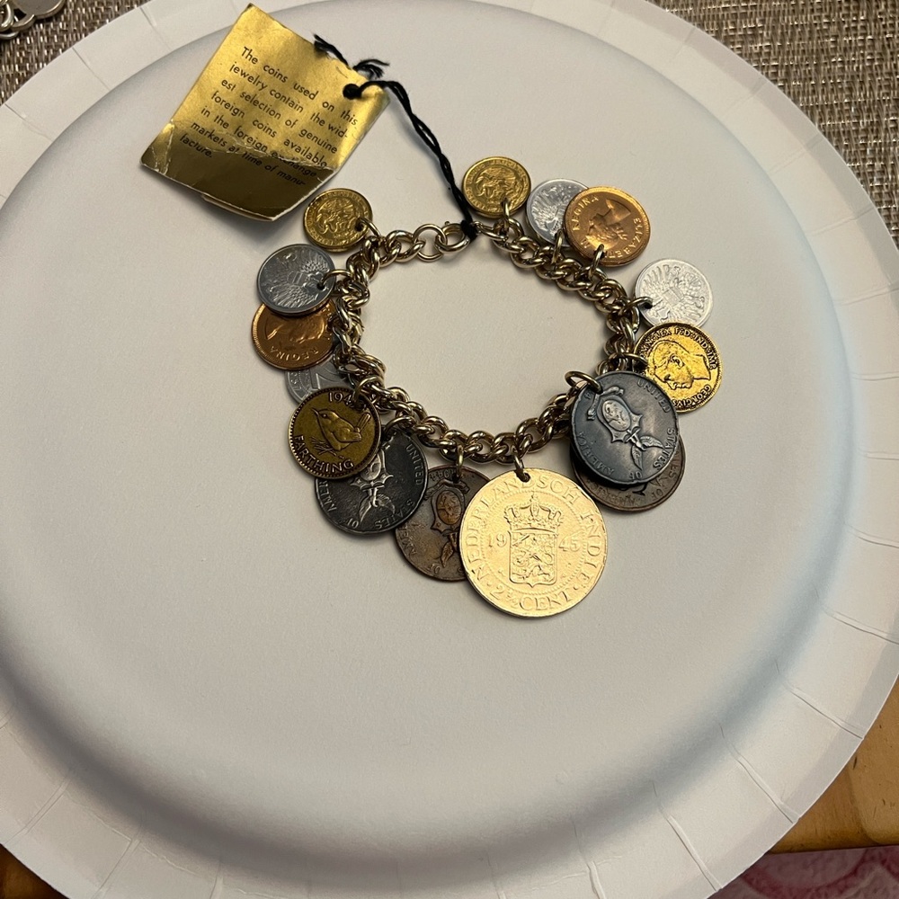 Coro Gold and Silver Coin Charm Bracelet
